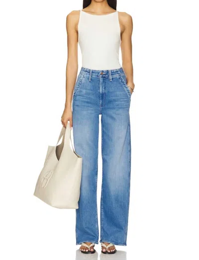 Mother Major Prep Zip Sneak Jeans In Ready Set Go In Blue