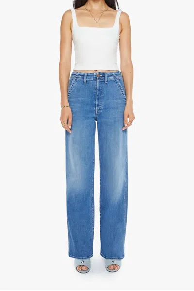 Mother Major Prep Zip Sneak Jeans In Ready, Set, Go! Wash In Blue