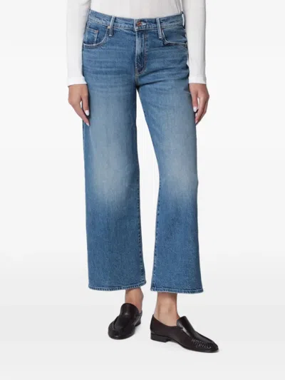 Mother Mid Rise Maven Flood Jeans In Medium Blue Denim In Brown