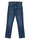 Mother Mid-rise Cropped Jeans With Raw Hem In Blue
