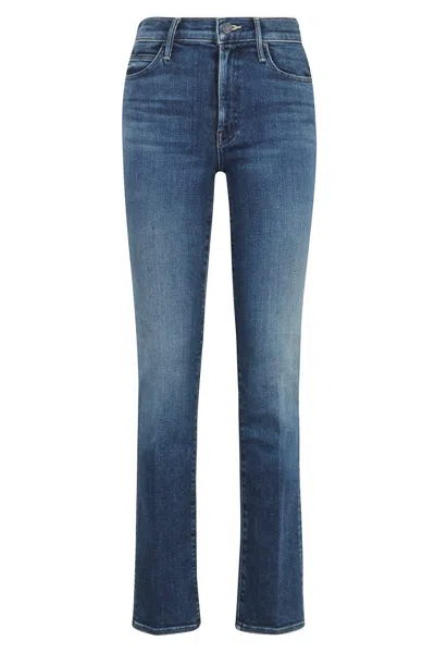 Mother Mid-rise Blue Jeans With Five-pocket Design