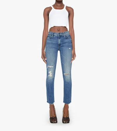 Mother Mid Rise Dazzler Ankle Fray Jean In Weekend Warrior In Blue