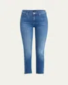 Mother The Mid Rise Dazzler Ankle Fray Riding The Cliffside Jeans In Nothing Between Us