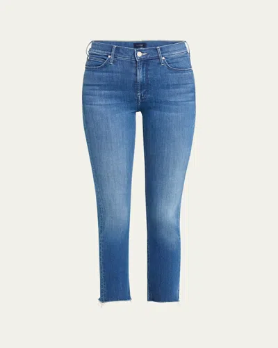 MOTHER THE MID-RISE DAZZLER ANKLE FRAY JEANS