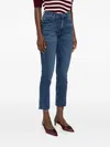 Mother Mid-rise Frayed Jeans In Blue