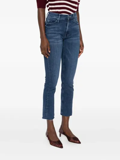 Mother Mid-rise Frayed Jeans In Blue