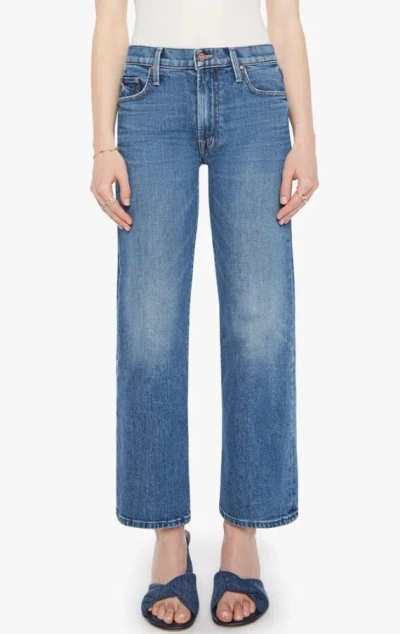 Mother Jeans The Rerun Zip Sneak With Belt Loops And Logo Embroidery On The Back In Blue Denim For Women