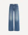 Mother Jeans The Rerun Zip Sneak With Belt Loops And Logo Embroidery On The Back In Blue Denim For Women In Blue