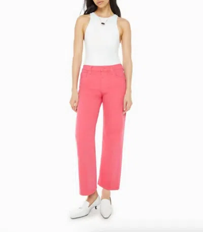 Mother Mid Rise Maven Flood Play Date Denim Pants In Rouge Red In Multi