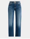 Mother The Mid-rise Rambler Zip Ankle Fray Jeans In Multi