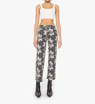 Mother Mid Rise Rambler Zip Ankle Jeans In Curlycue Black And Cream In Gray