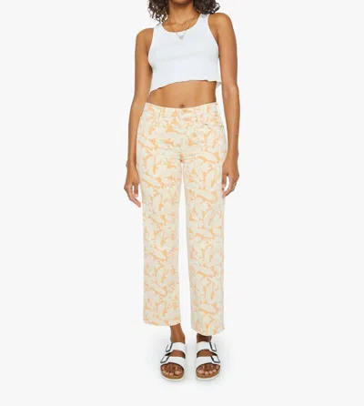 MOTHER MID RISE RAMBLER ZIP ANKLE PANT IN CORAL REEF