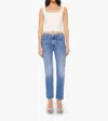 Mother Mid Rise Rider Hover Jeans In Swing And A Miss In Blue