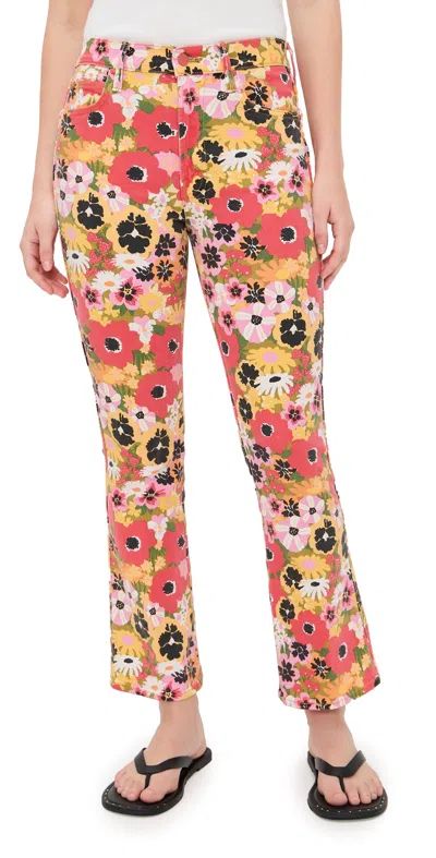 Mother Mid Rise Smokin Double Flood Jeans Flowers Al Fresco