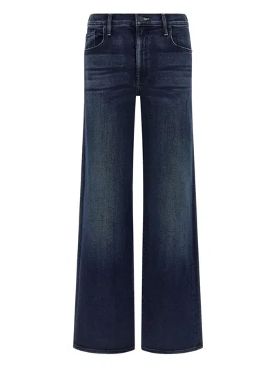 Mother The Mid Rise Mavin Sneak Blue Jeans With Belt Loops And Logo Embroidery On The Rear In Denim Woman