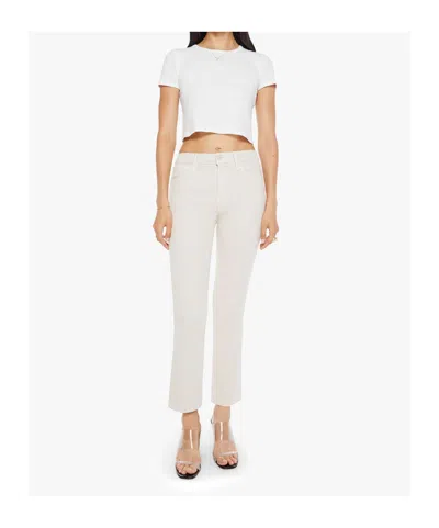 Mother Womens The Full-pipe Ankle High-rise Denim Jeans Picket Fence In White