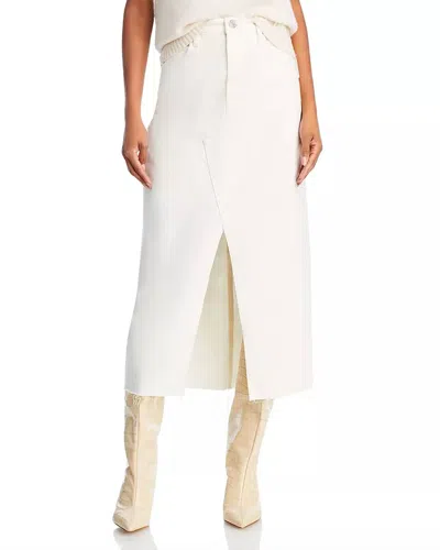 Mother Midaxi Denim Skirt In Ecru In Red