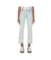 Mother Middle Waist Denim Trousers In White