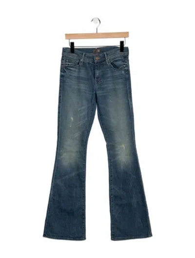 Pre-owned Mother Mid-rise Flared Jeans In Blue