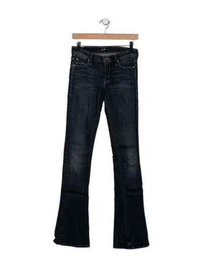 Pre-owned Mother Mid-rise Flared Jeans In Blue