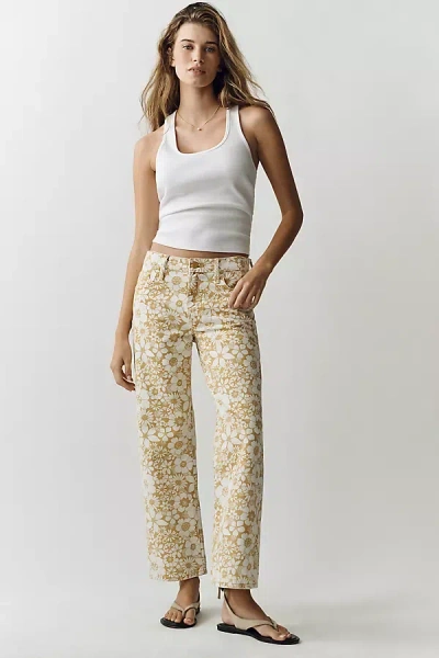 Mother Mid-rise Rambler Zip Ankle Jeans In Yellow