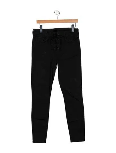 Pre-owned Mother Mid-rise Skinny Leg Jeans In Black