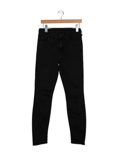 Pre-owned Mother Mid-rise Skinny Leg Jeans In Black