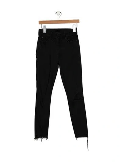 Pre-owned Mother Mid-rise Skinny Leg Jeans In Black
