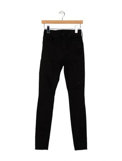 Pre-owned Mother Mid-rise Skinny Leg Jeans In Black