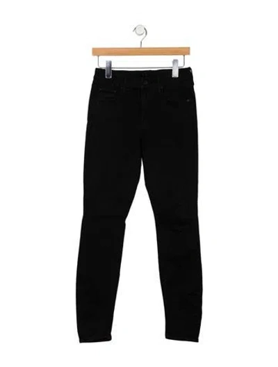 Pre-owned Mother Mid-rise Skinny Leg Jeans In Black