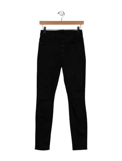 Pre-owned Mother Mid-rise Skinny Leg Jeans In Black