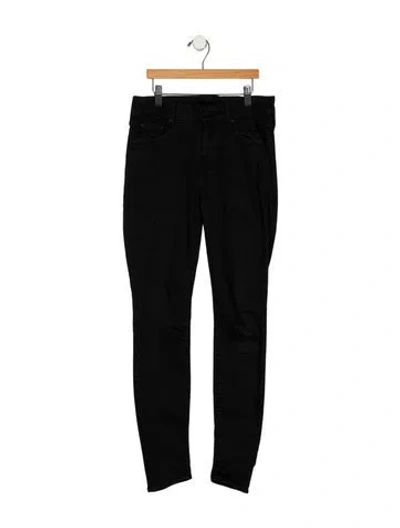 Pre-owned Mother Mid-rise Skinny Leg Jeans In Black