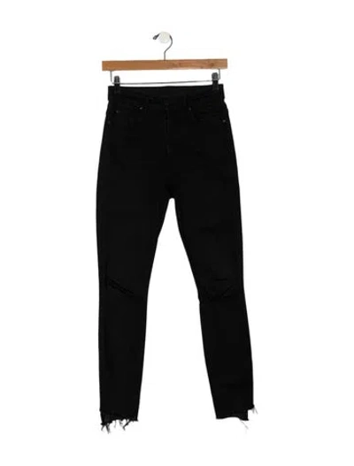 Pre-owned Mother Mid-rise Skinny Leg Jeans In Black