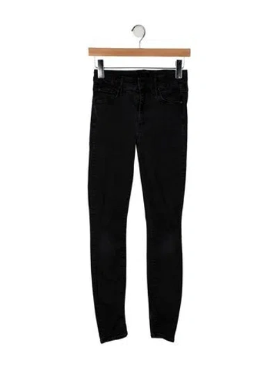 Pre-owned Mother Mid-rise Skinny Leg Jeans In Black