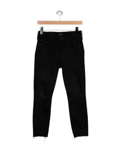 Pre-owned Mother Mid-rise Skinny Leg Jeans In Black