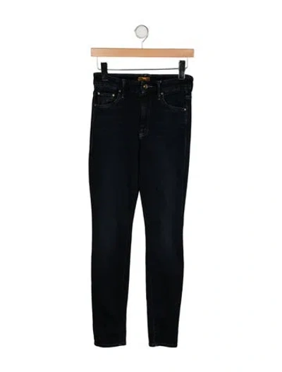 Pre-owned Mother Mid-rise Skinny Leg Jeans In Black
