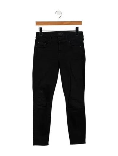Pre-owned Mother Mid-rise Skinny Leg Jeans In Black