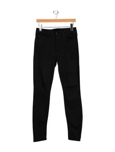 Pre-owned Mother Mid-rise Skinny Leg Jeans In Black