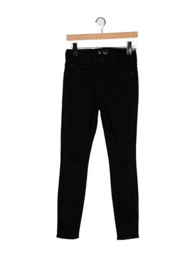 Pre-owned Mother Mid-rise Skinny Leg Jeans In Black