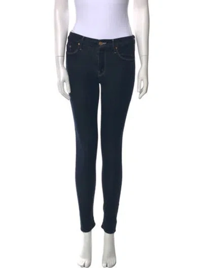 Pre-owned Mother Mid-rise Skinny Leg Jeans In Black