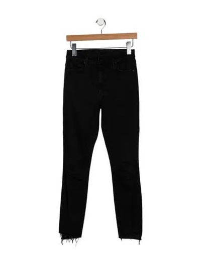 Pre-owned Mother Mid-rise Skinny Leg Jeans In Black