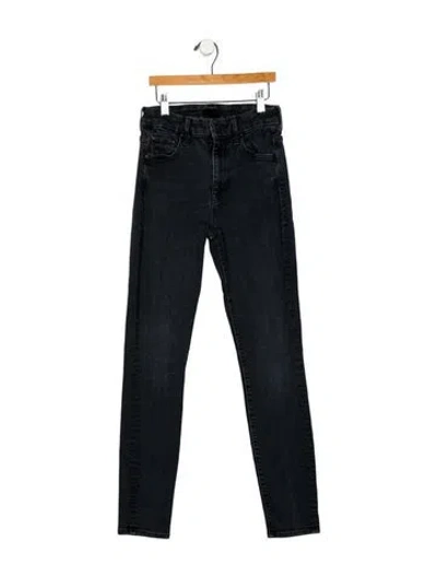 Pre-owned Mother Mid-rise Skinny Leg Jeans In Black