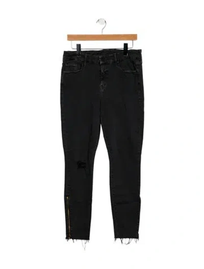 Pre-owned Mother Mid-rise Skinny Leg Jeans In Black