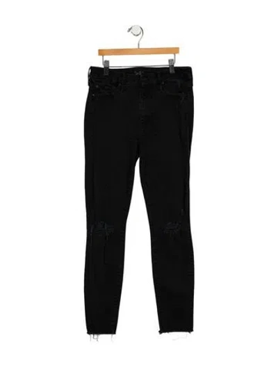 Pre-owned Mother Mid-rise Skinny Leg Jeans In Black