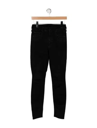 Pre-owned Mother Mid-rise Skinny Leg Jeans In Black