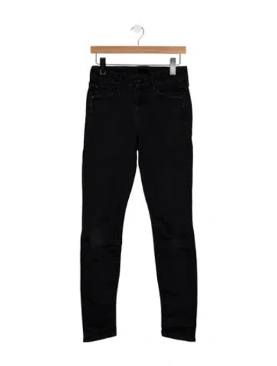 Pre-owned Mother Mid-rise Skinny Leg Jeans In Black