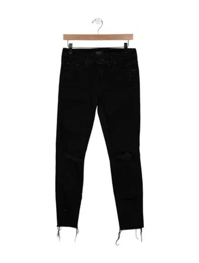 Pre-owned Mother Mid-rise Skinny Leg Jeans In Black
