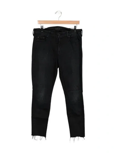 Pre-owned Mother Mid-rise Skinny Leg Jeans In Black
