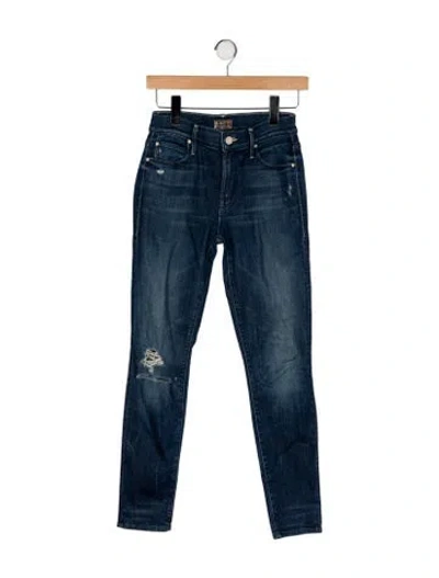 Pre-owned Mother Mid-rise Skinny Leg Jeans In Blue