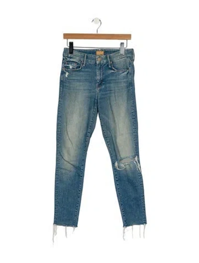 Pre-owned Mother Mid-rise Skinny Leg Jeans In Blue
